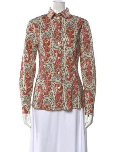Pre-owned Etro Paisley Print Long Sleeve Blouse In Pink