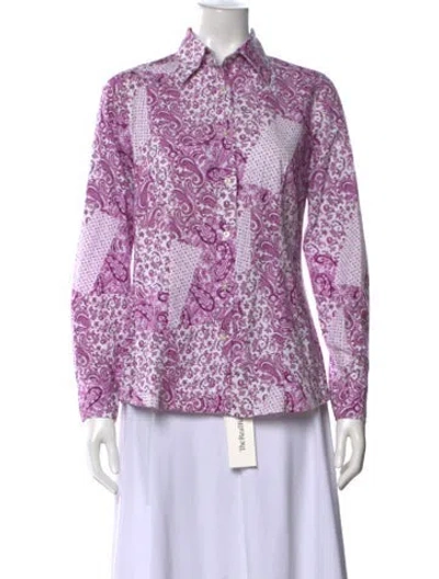 Pre-owned Etro Paisley Print Long Sleeve Blouse In Purple