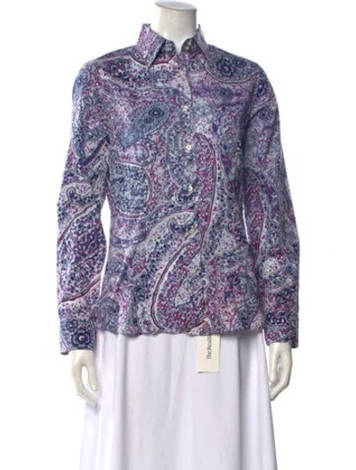 Pre-owned Etro Paisley Print Long Sleeve Blouse In Purple
