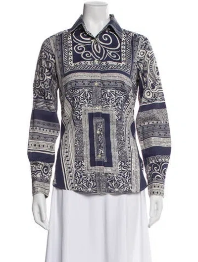 Pre-owned Etro Paisley Print Long Sleeve Blouse In Purple