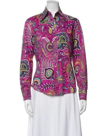 Pre-owned Etro Paisley Print Long Sleeve Blouse In Purple