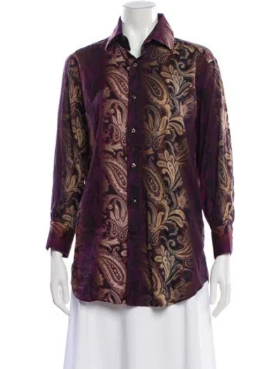 Pre-owned Etro Paisley Print Long Sleeve Blouse In Purple