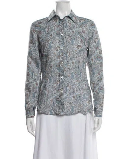 Pre-owned Etro Paisley Print Long Sleeve Blouse In Purple