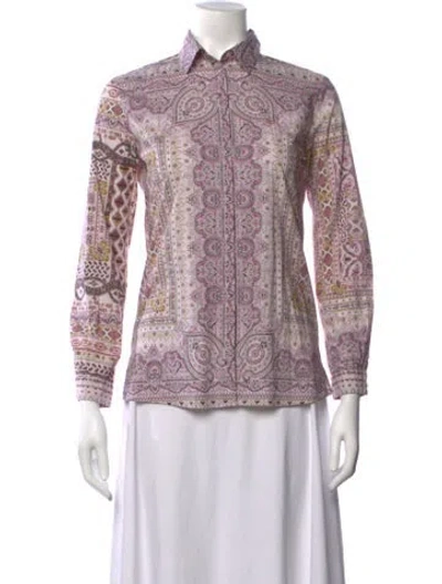Pre-owned Etro Paisley Print Long Sleeve Blouse In Purple