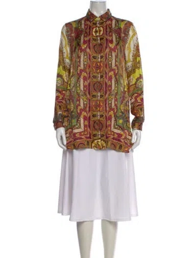 Pre-owned Etro Paisley Print Long Sleeve Blouse In Red