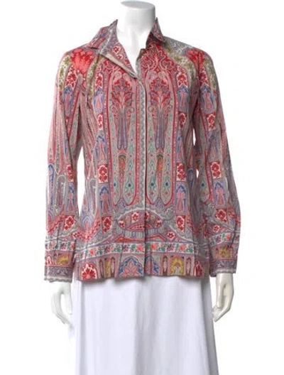Pre-owned Etro Paisley Print Long Sleeve Blouse In Red