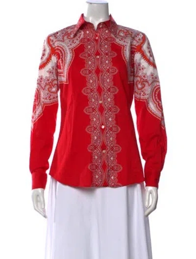 Pre-owned Etro Paisley Print Long Sleeve Blouse In Red