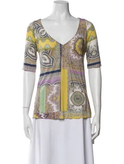 Pre-owned Etro Paisley Print Long Sleeve Blouse In White