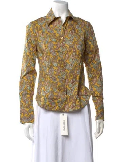Pre-owned Etro Paisley Print Long Sleeve Blouse In Yellow