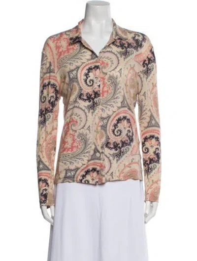 Pre-owned Etro Paisley Print Long Sleeve Button-up Top In Multi