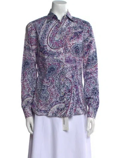Pre-owned Etro Paisley Print Long Sleeve Button-up Top In Multi