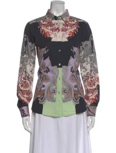 Pre-owned Etro Paisley Print Long Sleeve Button-up Top In Multi