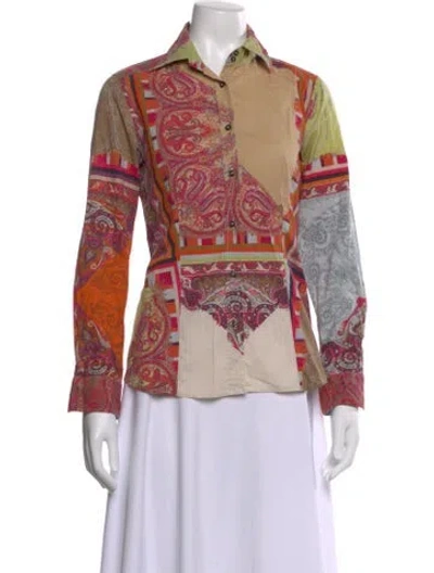 Pre-owned Etro Paisley Print Long Sleeve Button-up Top In Multi