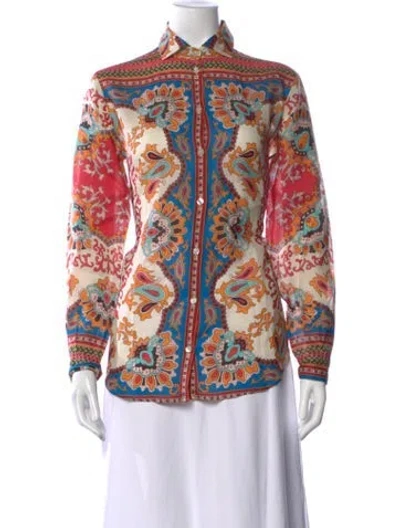 Pre-owned Etro Paisley Print Long Sleeve Button-up Top In Multi