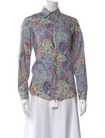 Pre-owned Etro Paisley Print Long Sleeve Button-up Top In Multi