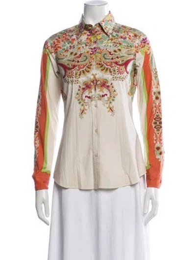 Pre-owned Etro Paisley Print Long Sleeve Button-up Top In Multi