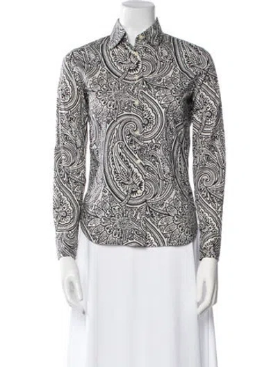 Pre-owned Etro Paisley Print Long Sleeve Button-up Top In Neutral