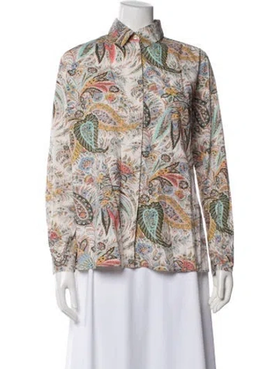 Pre-owned Etro Paisley Print Long Sleeve Button-up Top In Neutral