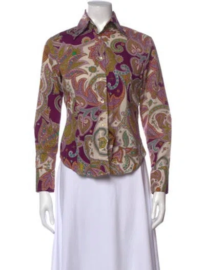 Pre-owned Etro Paisley Print Long Sleeve Button-up Top In Neutral