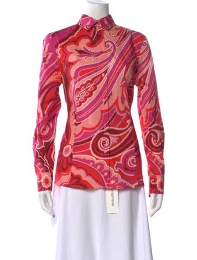 Pre-owned Etro Paisley Print Long Sleeve Button-up Top In Pink