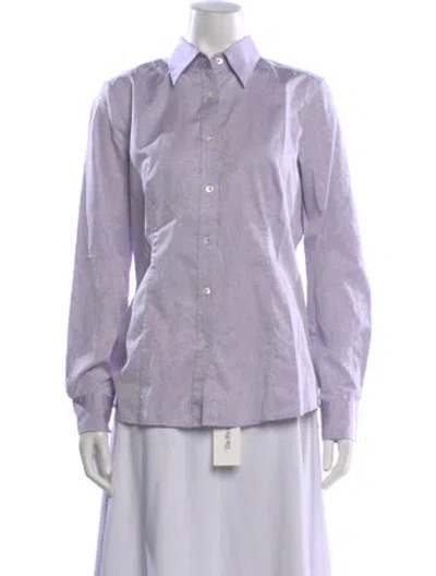 Pre-owned Etro Paisley Print Long Sleeve Button-up Top In Purple