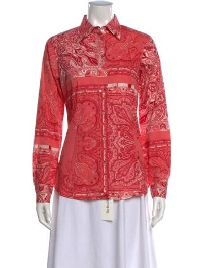 Pre-owned Etro Paisley Print Long Sleeve Button-up Top In Purple