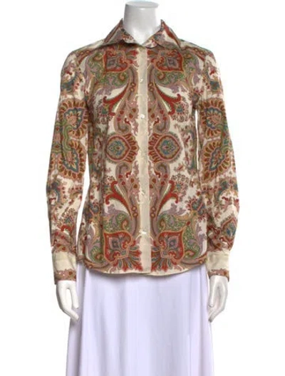 Pre-owned Etro Paisley Print Long Sleeve Button-up Top In Red