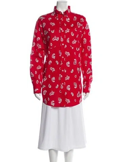 Pre-owned Etro Paisley Print Long Sleeve Button-up Top In Red