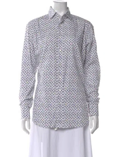 Pre-owned Etro Paisley Print Long Sleeve Button-up Top In White