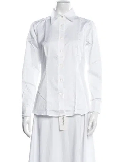 Pre-owned Etro Paisley Print Long Sleeve Button-up Top In White