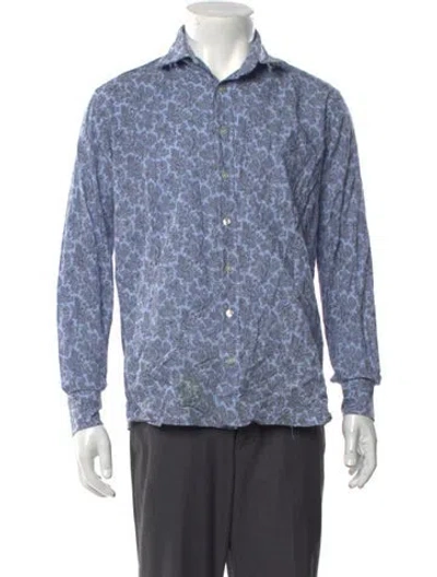 Pre-owned Etro Paisley Print Long Sleeve Dress Shirt In Blue