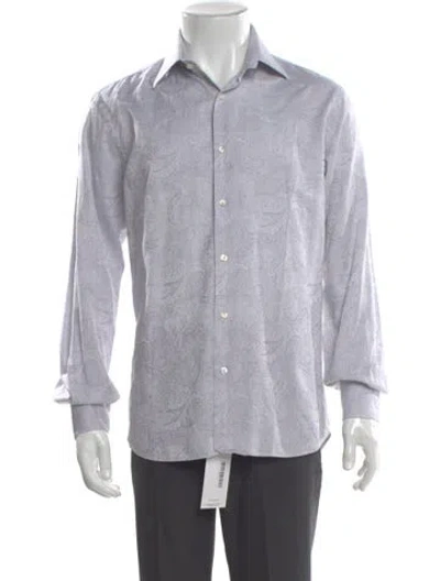 Pre-owned Etro Paisley Print Long Sleeve Dress Shirt In Gray