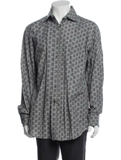 Pre-owned Etro Paisley Print Long Sleeve Dress Shirt In Grey