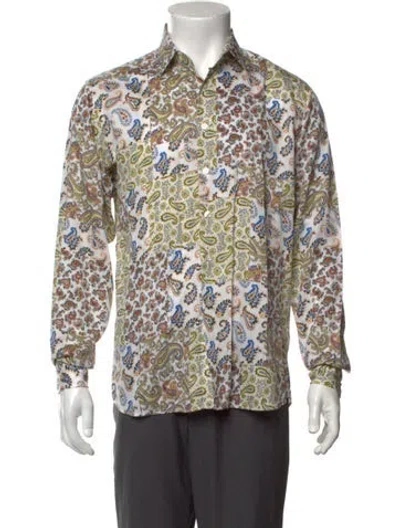 Pre-owned Etro Paisley Print Long Sleeve Dress Shirt In Neutrals