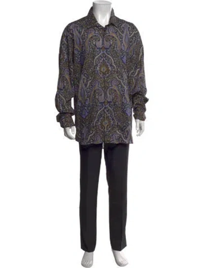 Pre-owned Etro Paisley Print Long Sleeve Dress Shirt In Neutrals