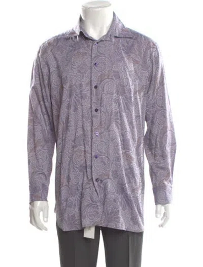 Pre-owned Etro Paisley Print Long Sleeve Dress Shirt In Purple