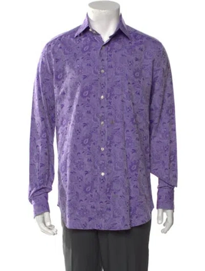 Pre-owned Etro Paisley Print Long Sleeve Dress Shirt In Purple