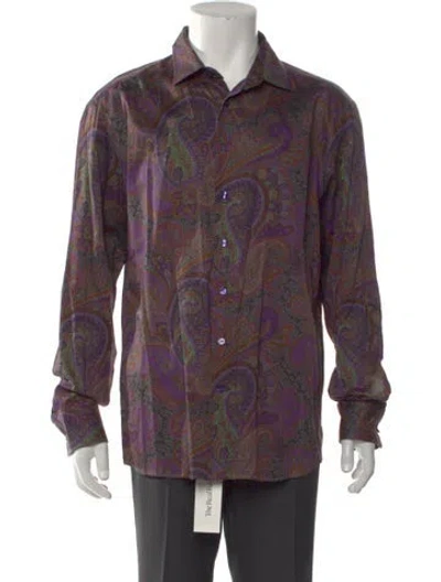 Pre-owned Etro Paisley Print Long Sleeve Dress Shirt In Purple