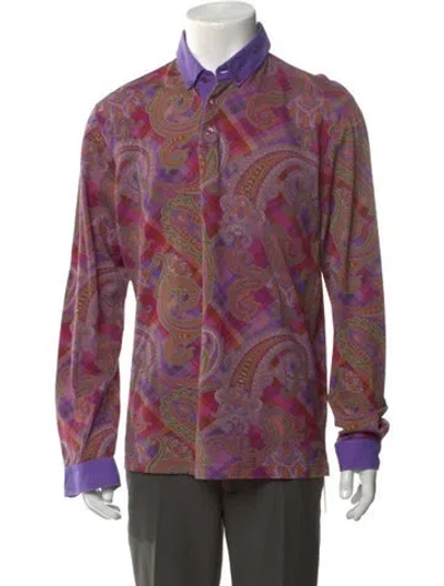 Pre-owned Etro Paisley Print Long Sleeve Dress Shirt In Purple