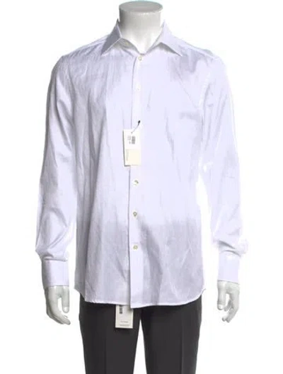 Pre-owned Etro Paisley Print Long Sleeve Dress Shirt W/ Tags In White