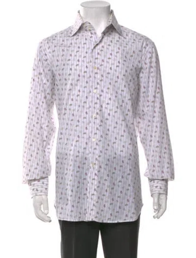 Pre-owned Etro Paisley Print Long Sleeve Dress Shirt In White