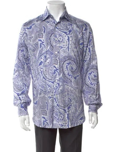 Pre-owned Etro Paisley Print Long Sleeve Shirt In Blue