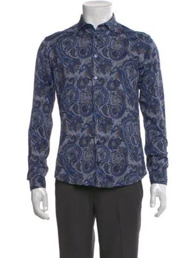 Pre-owned Etro Paisley Print Long Sleeve Shirt In Blue