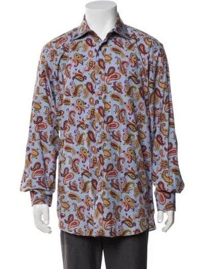 Pre-owned Etro Paisley Print Long Sleeve Shirt In Blue