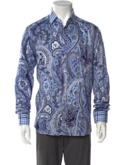 Pre-owned Etro Paisley Print Long Sleeve Shirt In Blue