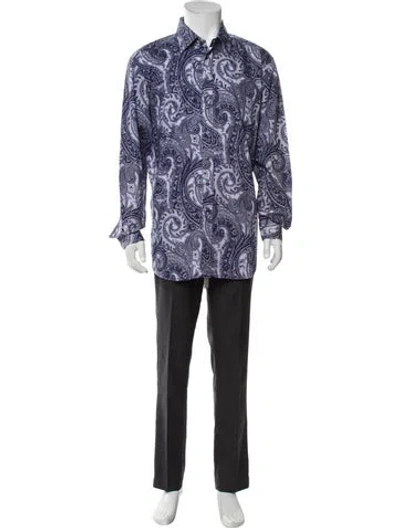 Pre-owned Etro Paisley Print Long Sleeve Shirt In Blue