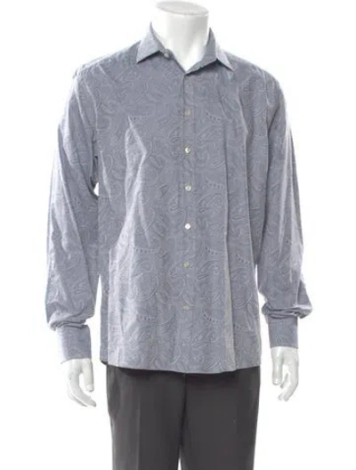 Pre-owned Etro Paisley Print Long Sleeve Shirt In Blue