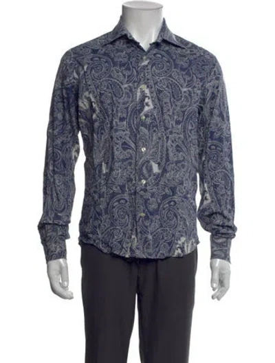 Pre-owned Etro Paisley Print Long Sleeve Shirt In Blue