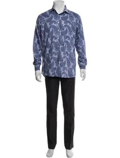 Pre-owned Etro Paisley Print Long Sleeve Shirt In Blue