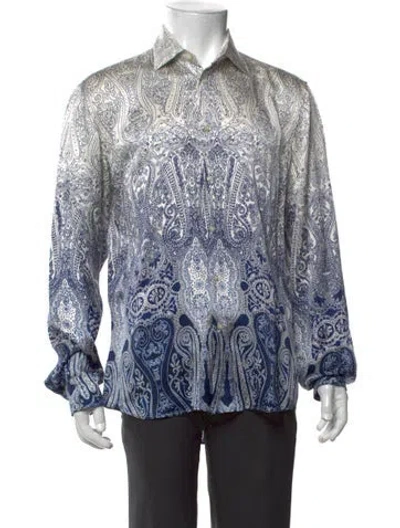 Pre-owned Etro Paisley Print Long Sleeve Shirt In Blue